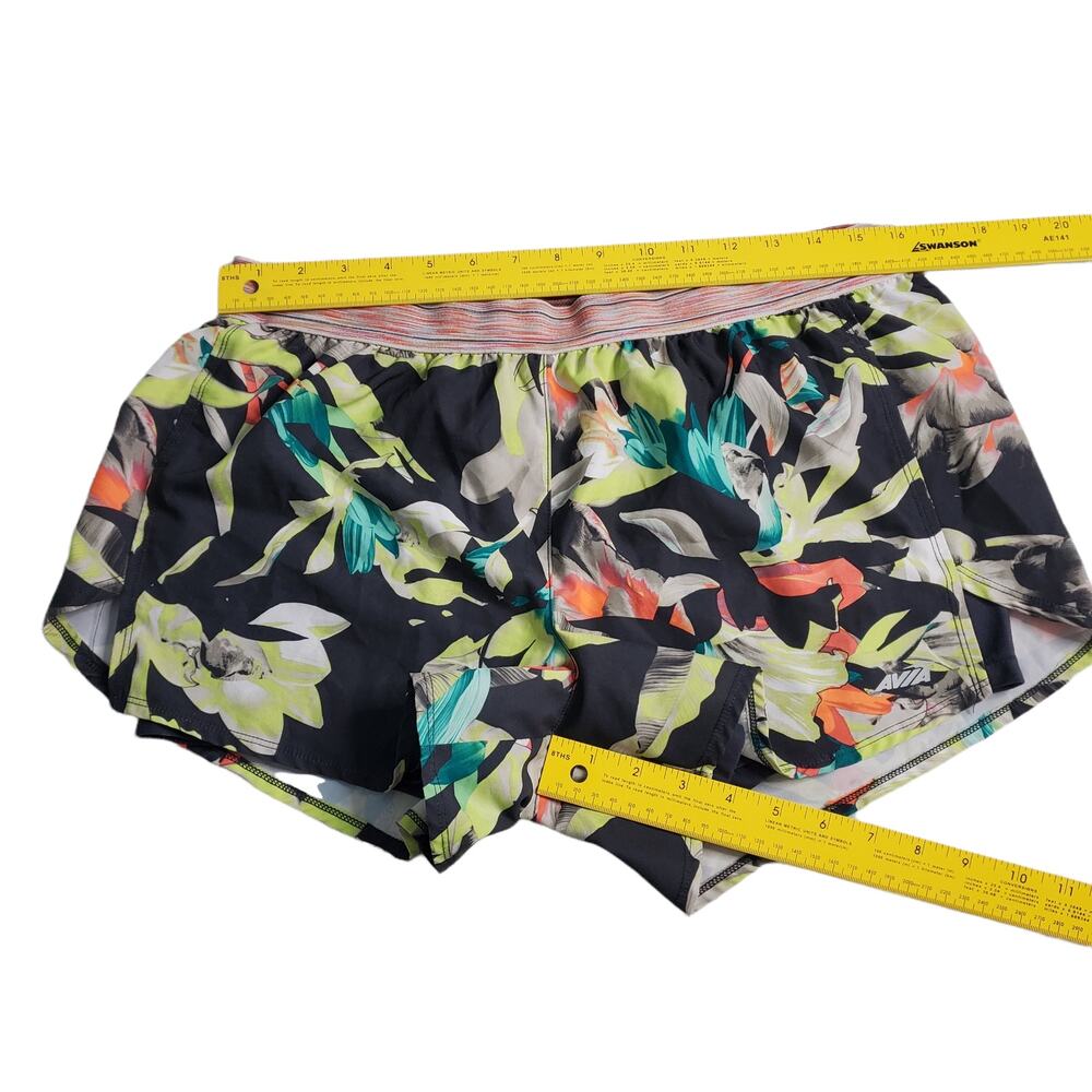 Avia Tropical Floral Gray Running Short Lined Women's Size L 12/14 1547 - Picture 4 of 5